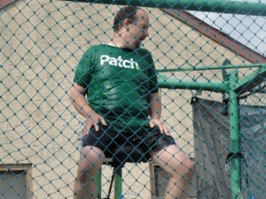 Mark Hubman sits in a dunk tank to benefit the Horsham Lions Club.