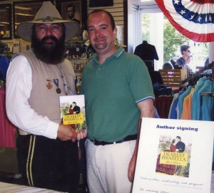Gen. James Longstreet supports "Dearest Issabella" author Mark Hubman during a book signing in Gettysburg, Pa. 
