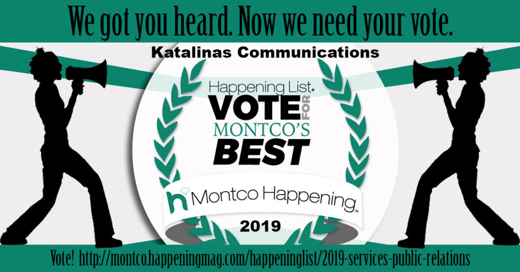 Katalinas Communications won best Public Relations company in Montco Happening's 2018 Happening List.