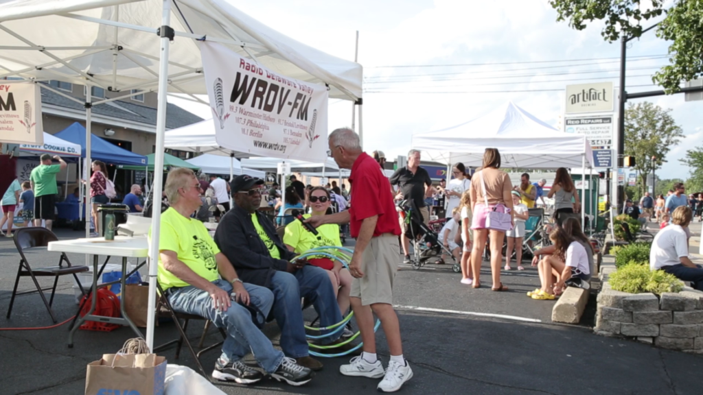 Radio Delaware Valley broadcasts from local community events, including the Hatboro Moonlight Memories Car Show.